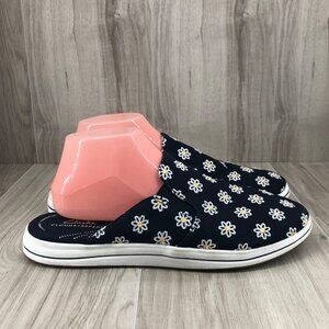 Clarks Mule Shoes Womens 11M Breeze Shore Blue Floral Slip On Comfort Shoes
